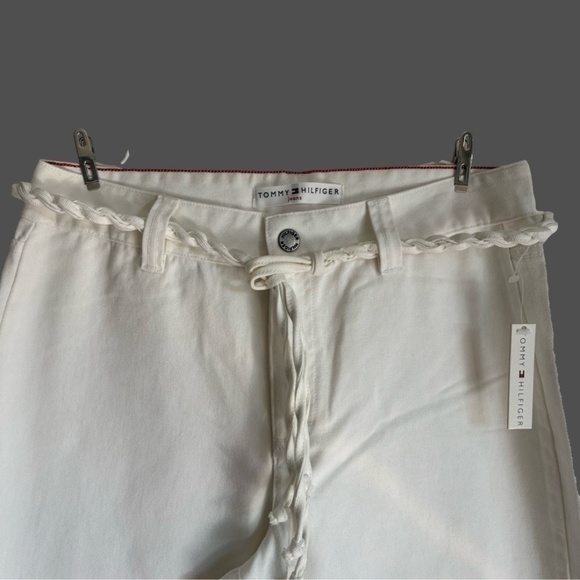 NWT Vintage 2003 Tommy Hilfiger bleached white clean front wide leg jeans 10 - Picture 4 of 14
